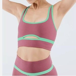 Fabletics SculptKnit Rose and Turquoise Two-Piece Outfit